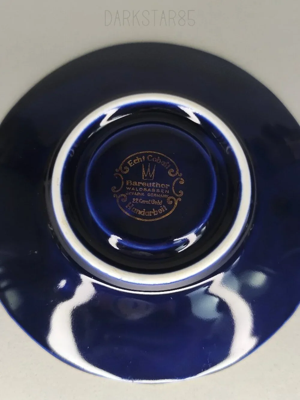 Vintage Bareuther & Co. Waldassen Bavaria Echt Cobalt Floral Teacup and Saucer